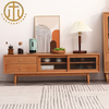 Japanese Small Glass Door Cherry Wood TV Cabinet For Living Room