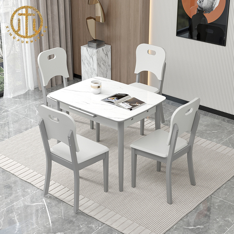 Creative Minimalist Small Apartment with Extendable Slate Dining Table for Dining Room