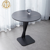 Modern Slate Black Round Side Table in Bedroom