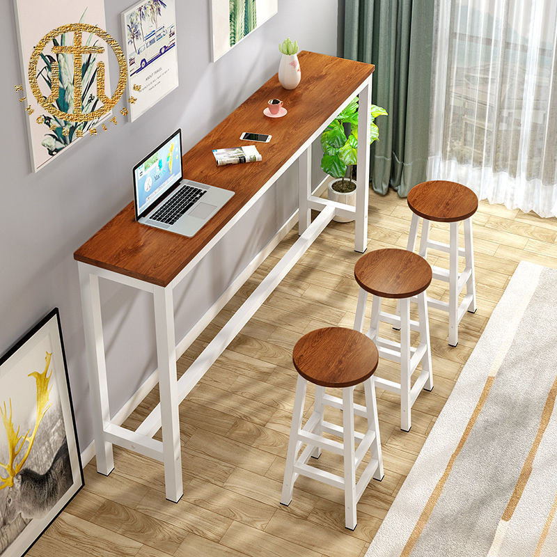 Minimalist Slate Brown Rectangular Bar Table in Living Room