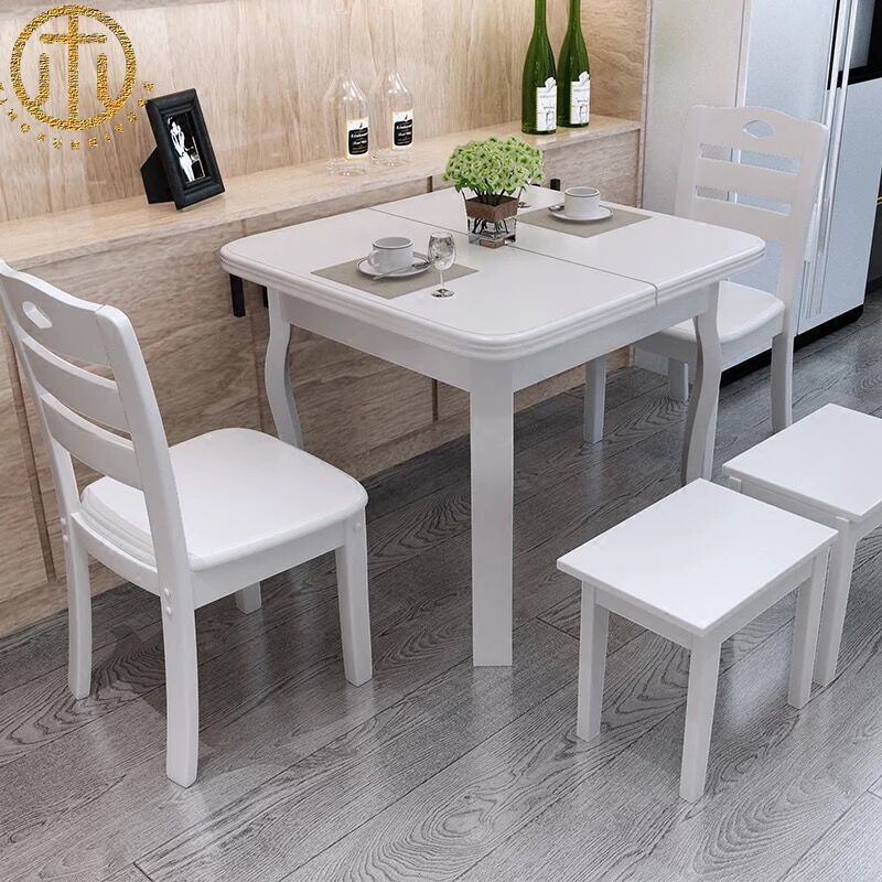 Simple Modern Small Apartment Solid Wood Retractable Dining Table