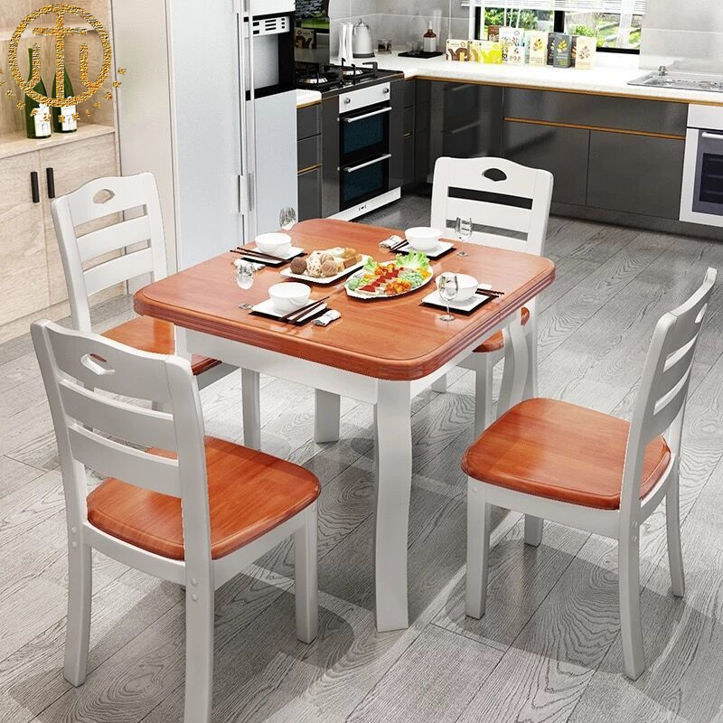 Simple Modern Small Apartment Solid Wood Retractable Dining Table