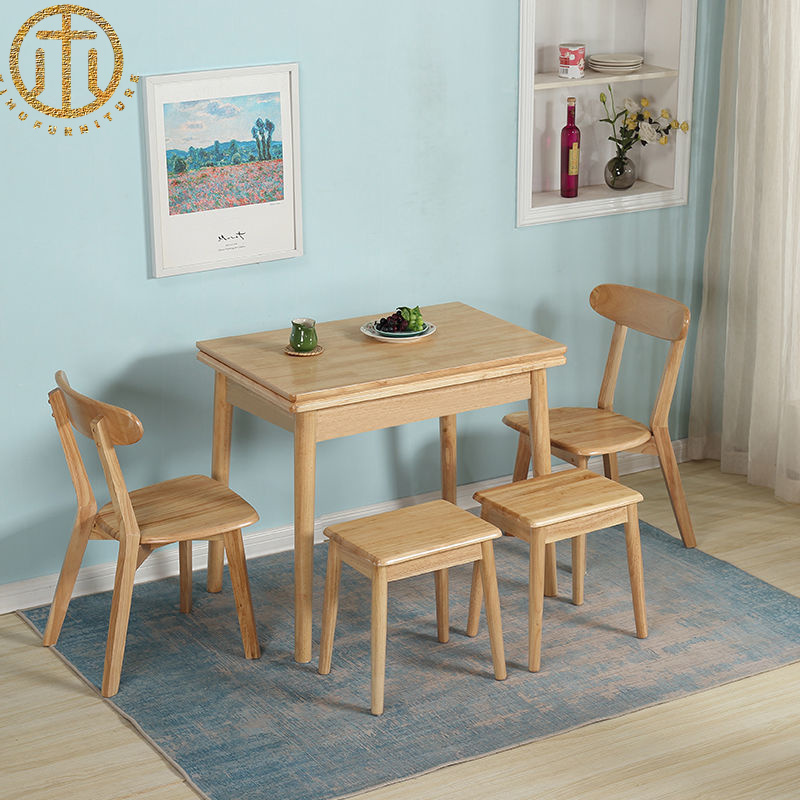 Modern Minimalist Solid Wood Telescopic Dining Table