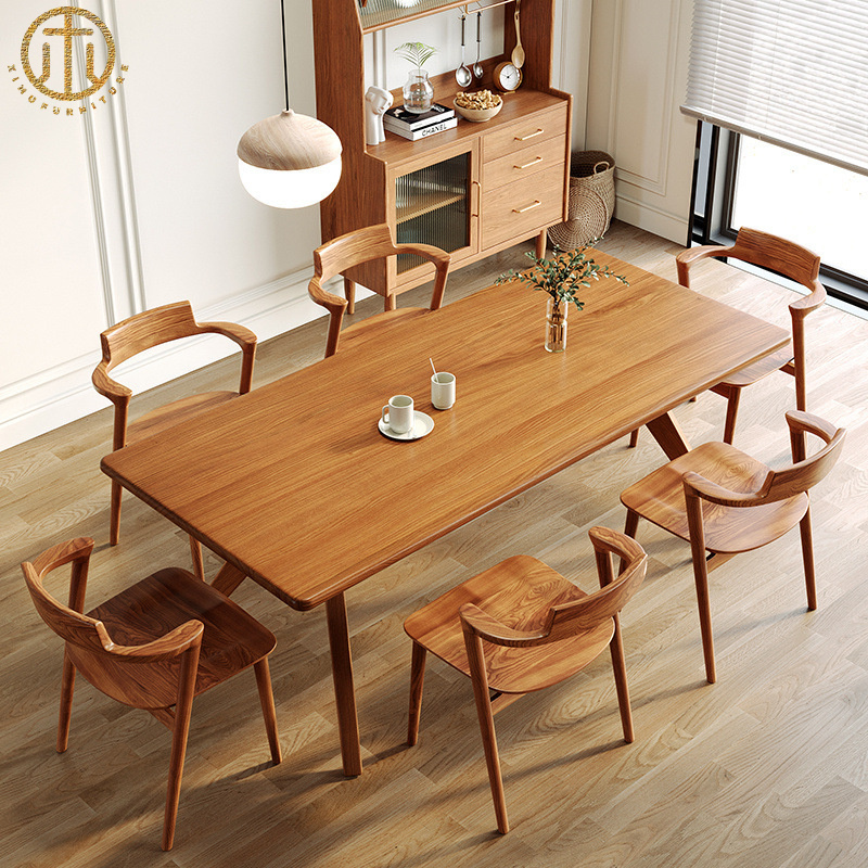 Nordic Simple Rectangular Ash Solid Wood Dining Table