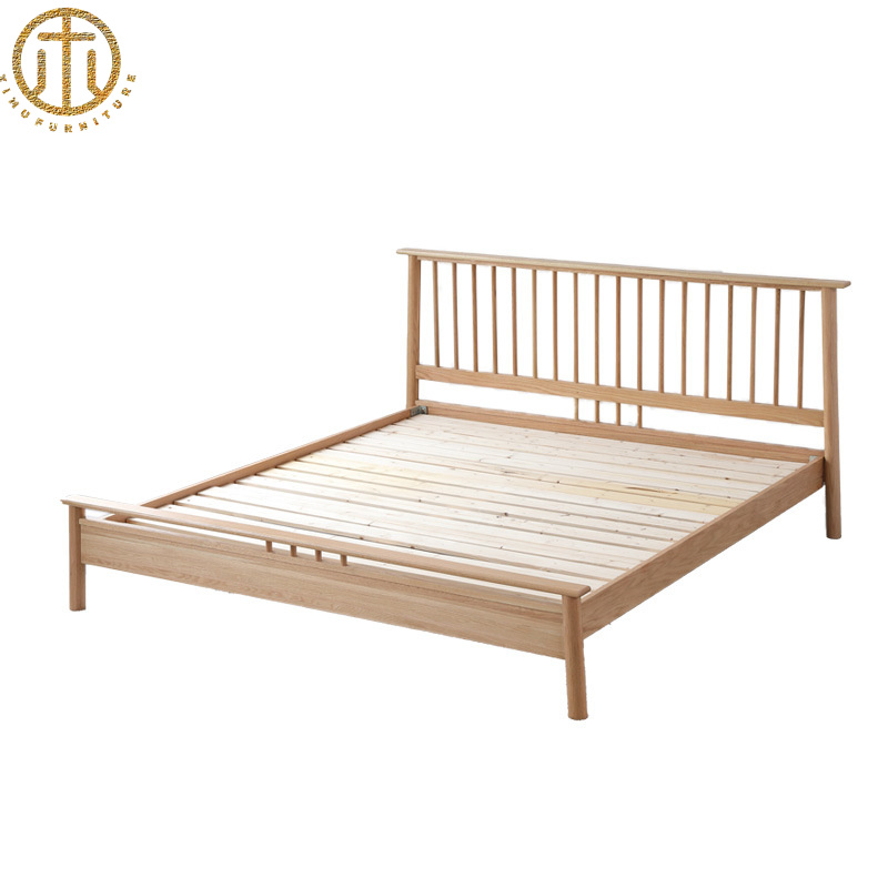 Nordic Simple Oak Solid Wood Windsor Bed For Bedroom