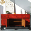 New Chinese Style Old Solid Wood Carved Living Room Sideboard