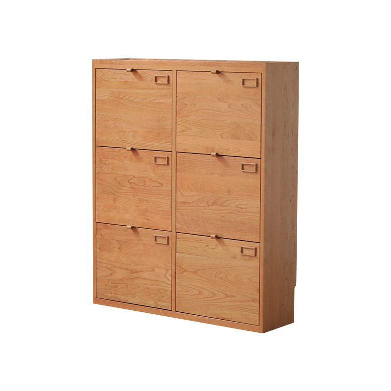 Japanese Style Log Color Solid Wood Thin Shoe Cabinet