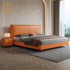 Italian Modern Light Luxury Simple Ins Leather Bed For Bedroom