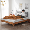 Modern Minimalist Japanese Style Cherry Wood Solid Wood Double Bed For Bedroom Furniture