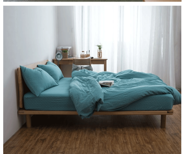 Japanese Modern Simple White Oak Solid Wood Bed For Bedroom