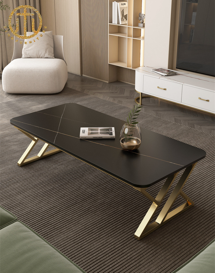 Italian Minimalist Small Apartment Rectangular Slate Tea Table For Living Room