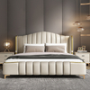 Italian Leather Grey Rectangular Bed Bedroom