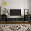 Vintage Solid Wood Black Rectangle Tv Cabinet in Living Room