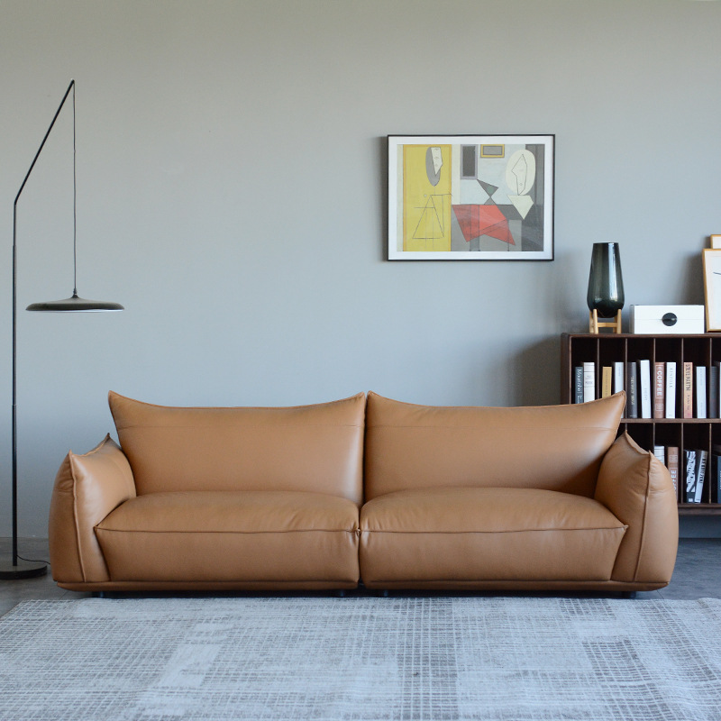 Nordic Leather Browns QuareSofa Living Room