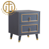 Italian Solid Wood Blue Rectangular Bedside Table Bedroom