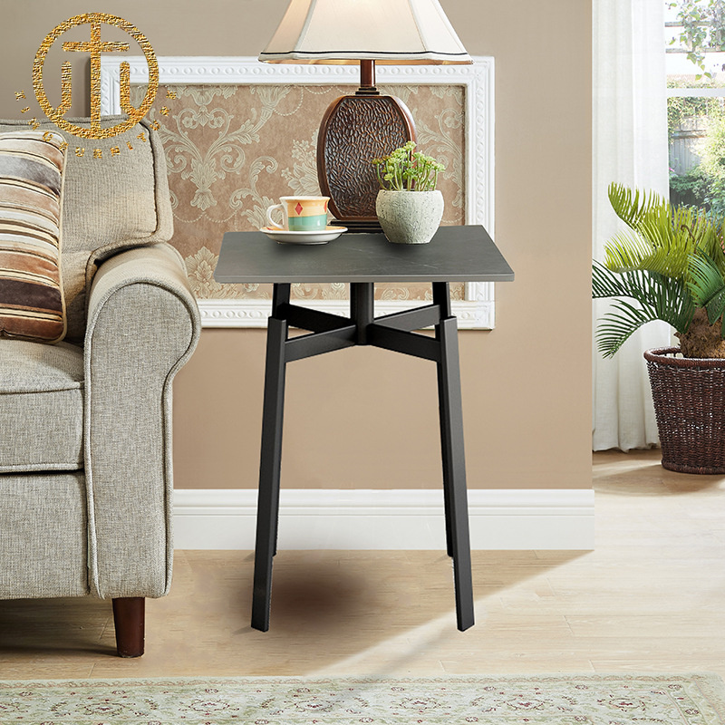 European Style Slate Grey Round Side Table in Living Room