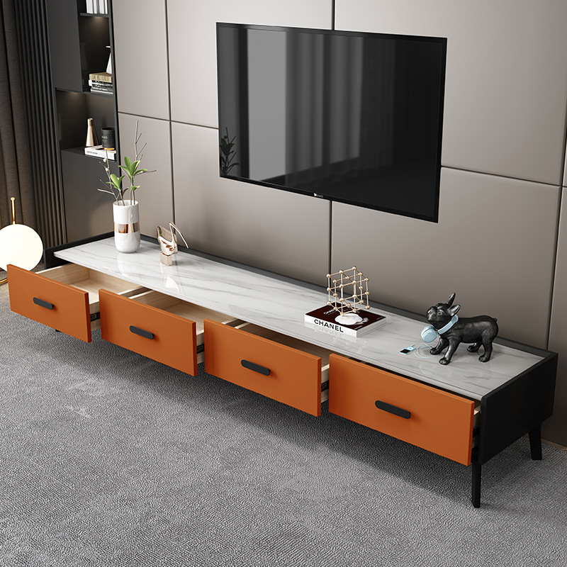 European Style Minimalist Orange Rectangular TV Cabinet Living Room