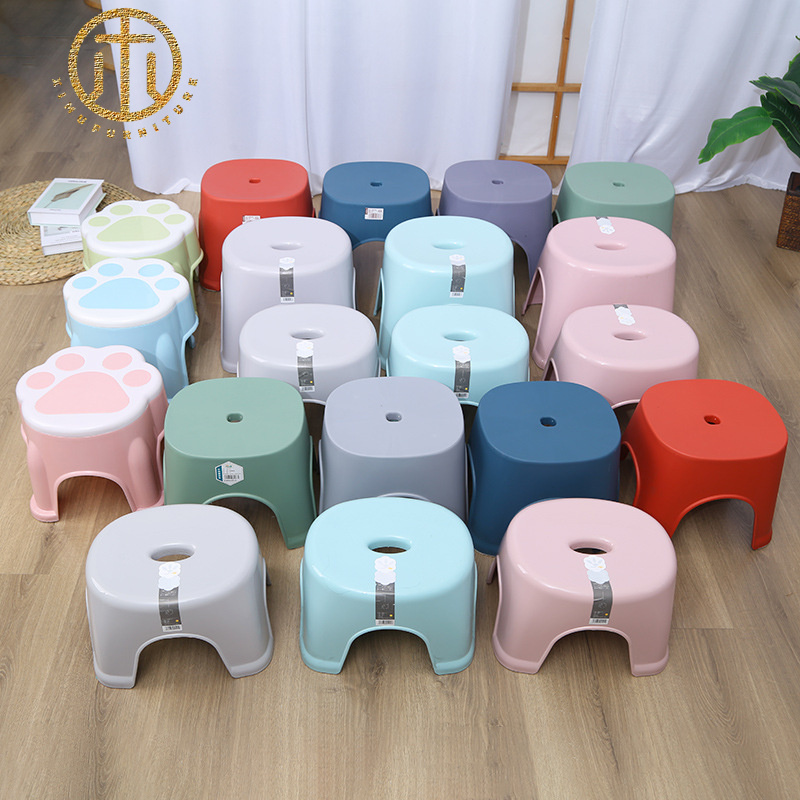 New Simple Plastic Grey Transparent Round Stool in Living Room