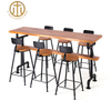 Modern Solid Wood Brown Rectangular Bar Table Dining Room