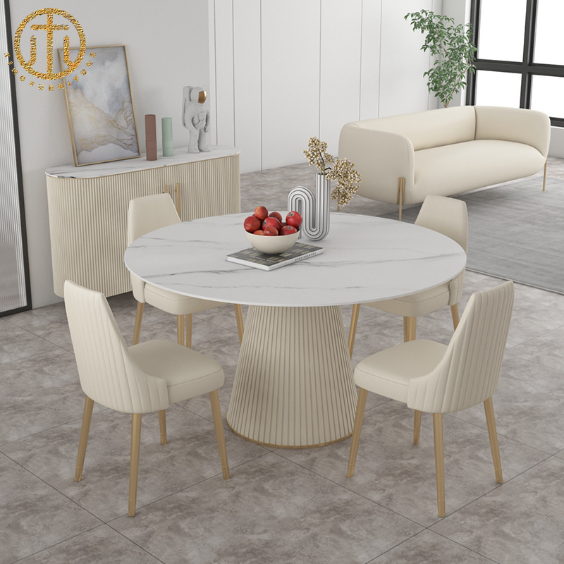 Italian Light Luxury Slate Round Coffee Table