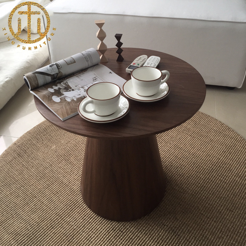 2023 Latest Creative Modern Minimalist Balcony Solid Wood Round Coffee Table