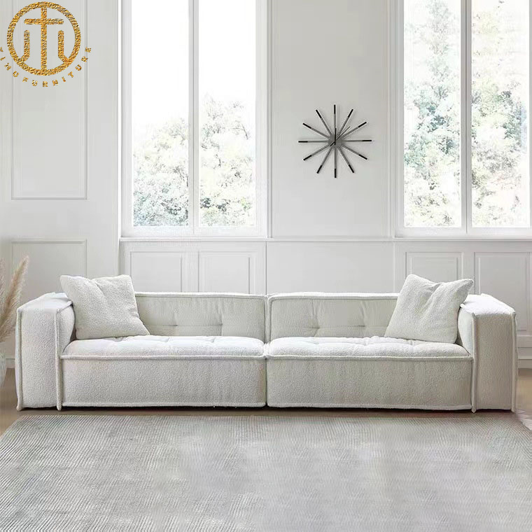 French Cream Style Living Room White Fabric Sofa