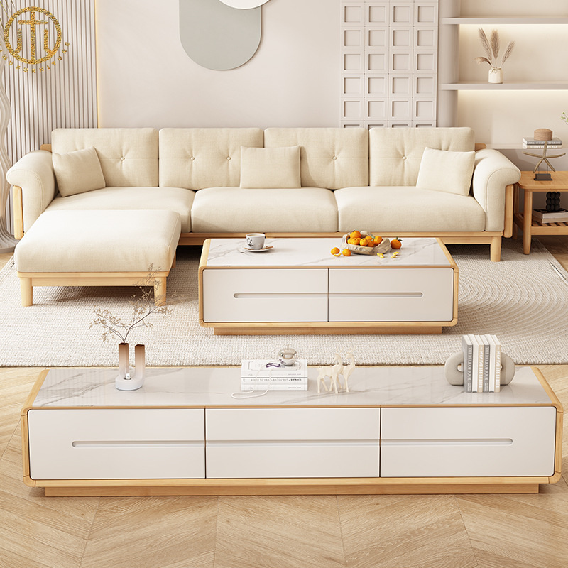 Modern Minimalist Cream Style Japanese Style Fabric Sofa