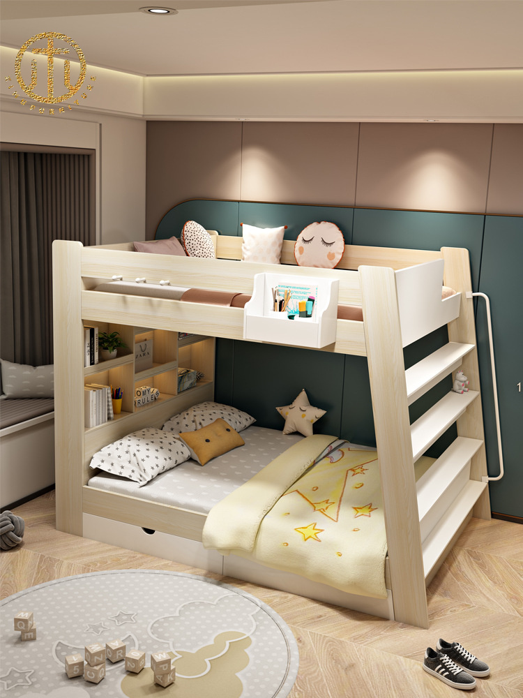 Nordic Simple Children′s Parallel Bunk Bed For Bedroom