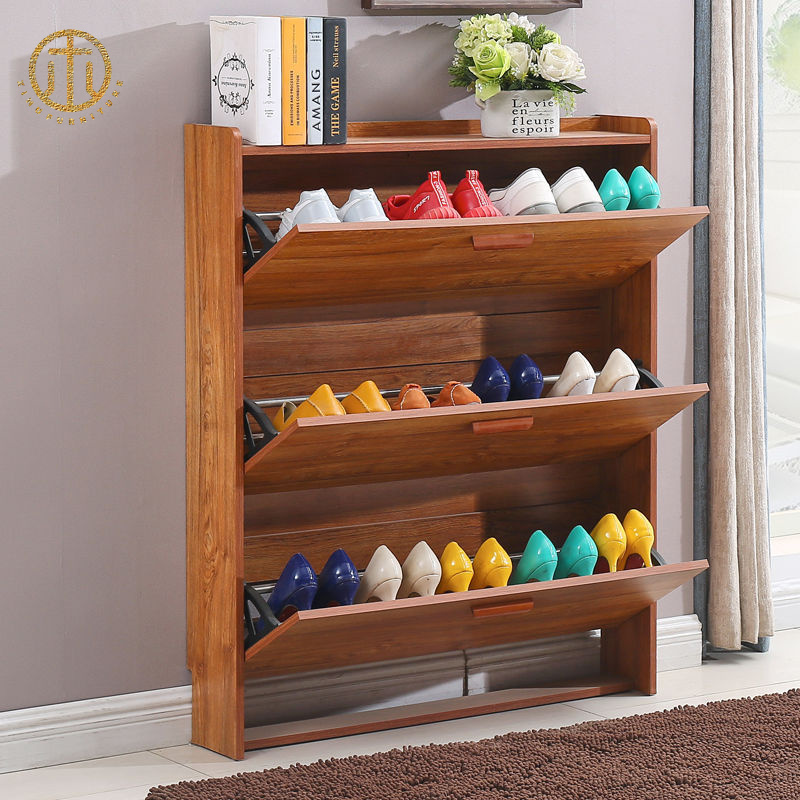 New Chinese Style Solid Wood Shoe Cabinet For Living Room