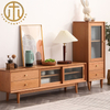 Japanese Small Glass Door Cherry Wood TV Cabinet For Living Room