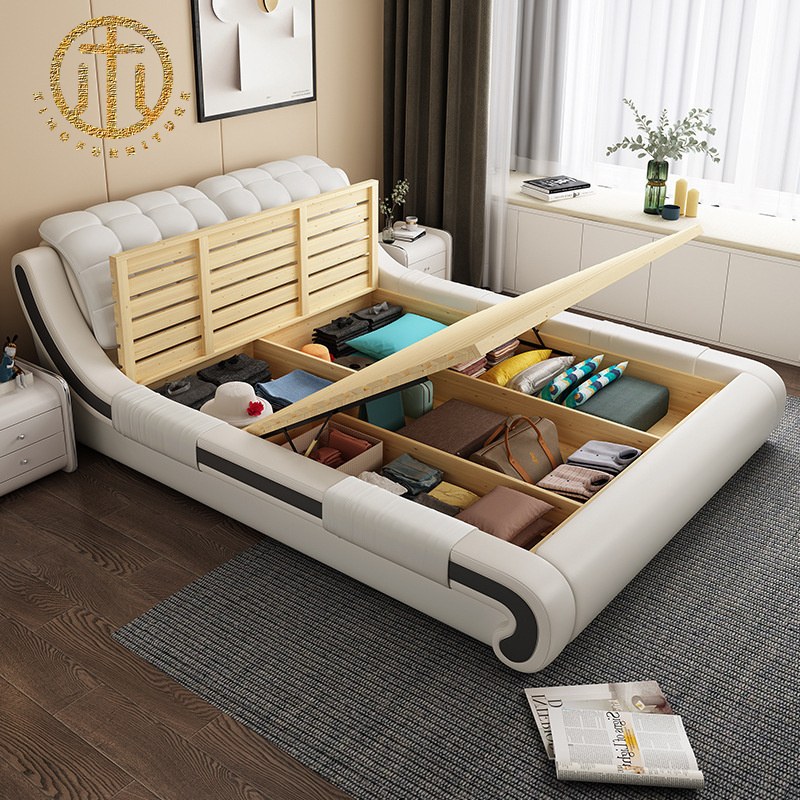 2022 Latest Modern Simple Master Bedroom Leather Wedding Bed 