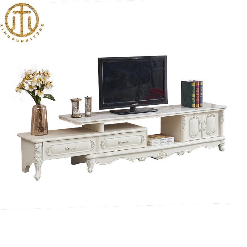 European Retro Light Luxury Living Room Marble TV Cabinet