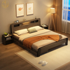 Nordic Light Luxury Solid Wood 1.8m Walnut Master Bedroom Double Bed