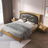 European Style Leather Grey Rectangular Bed Bedroom