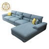 Italian Leather Blue Rectangular Sofa Home