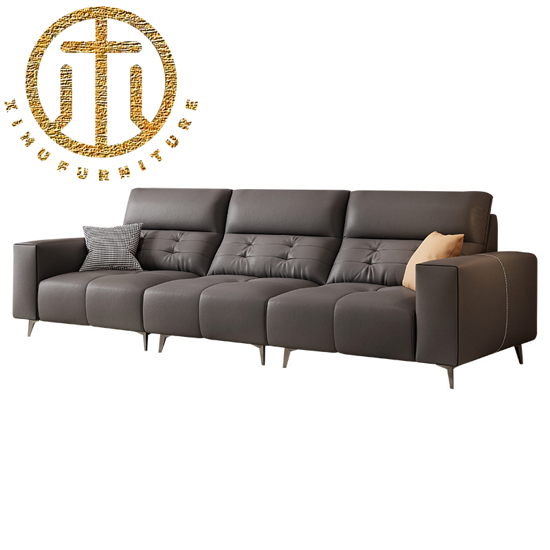 Modern Italian Leather Rectangular Sofa Living Room