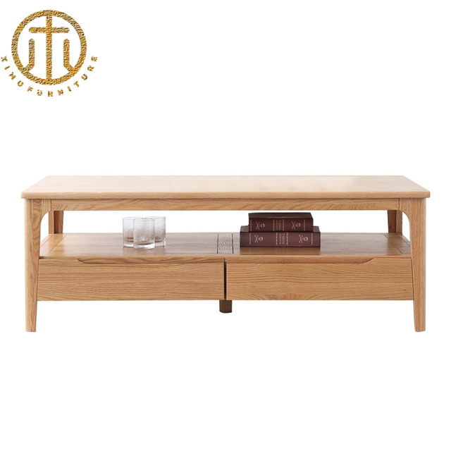 Modern Pine Log Color Rectangle Coffee Table in Living Room