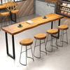 Industrial Style Wooden Brown Rectangular Bar Table in Dining Room