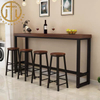 Industrial Style Solid Wood Coffee Color Rectangular Bar Table in Dining Room