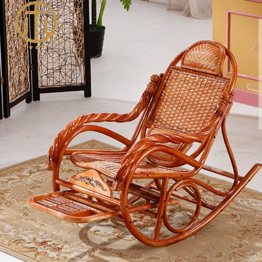 Natural Rattan Plant Weaving Indoor Leisure Rocking Chair for The Elderly to Take a Nap