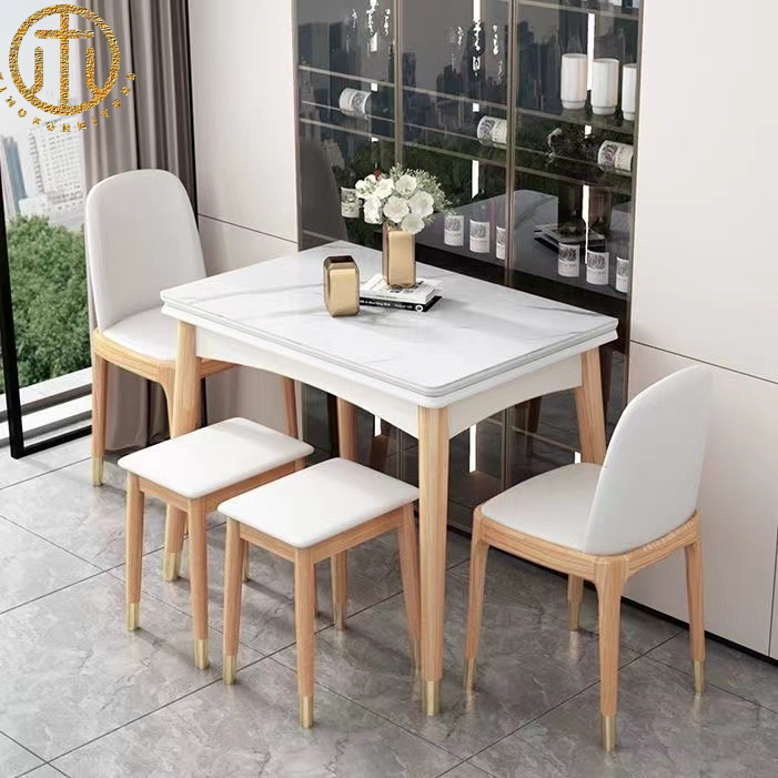 Modern Minimalist Solid Wood Telescopic Dining Table