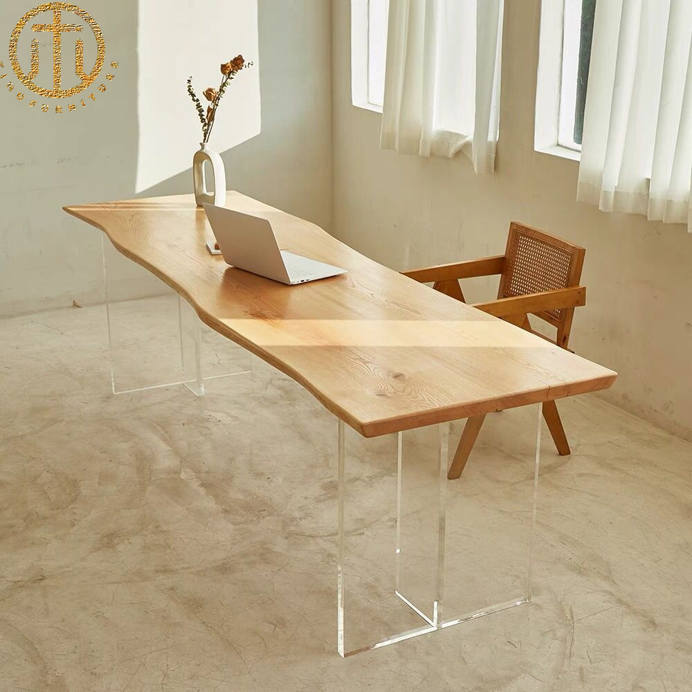 North American Ash Wood Acrylic Suspended Dining Table