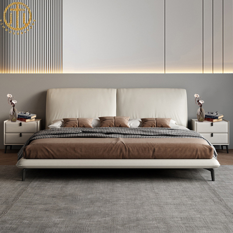 Modern Simple Elephant Ear Leather Art Bed For Bedroom