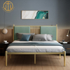 European Light Luxury Upholstered Gold Wrought-iron Bed For Bedroom