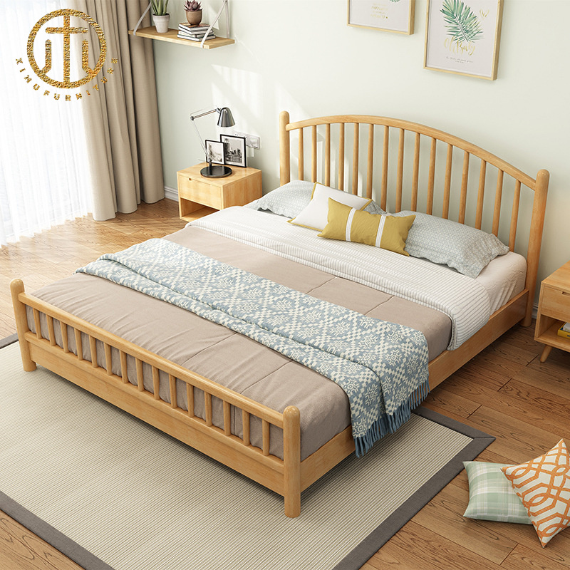 Japanese-style Simple Small Solid Wood Bed For Bedroom