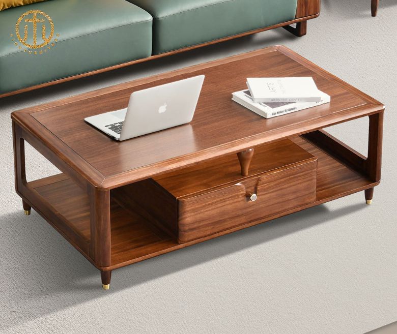 Living Room Modern Minimalist Fashion Gold Walnut Coffee Table