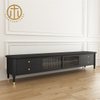 Vintage Solid Wood Black Rectangle Tv Cabinet in Living Room