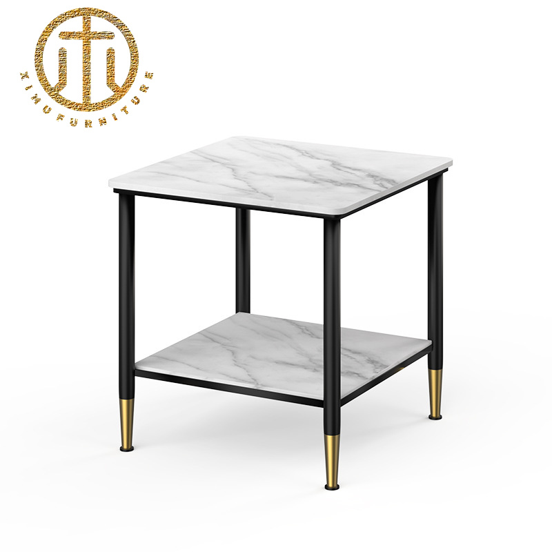 Nordic Slate White Square Side Table in Living Room