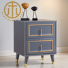 Italian Solid Wood Blue Rectangular Bedside Table Bedroom