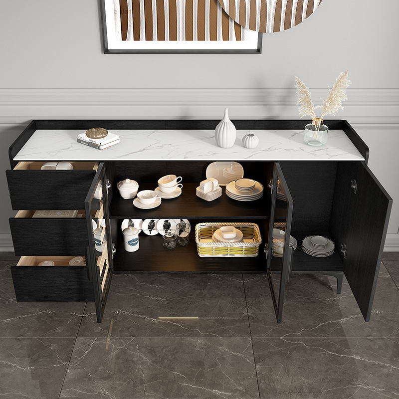 Vintage Slate Black Rectangular Kitchen Cabinet in Dining Room